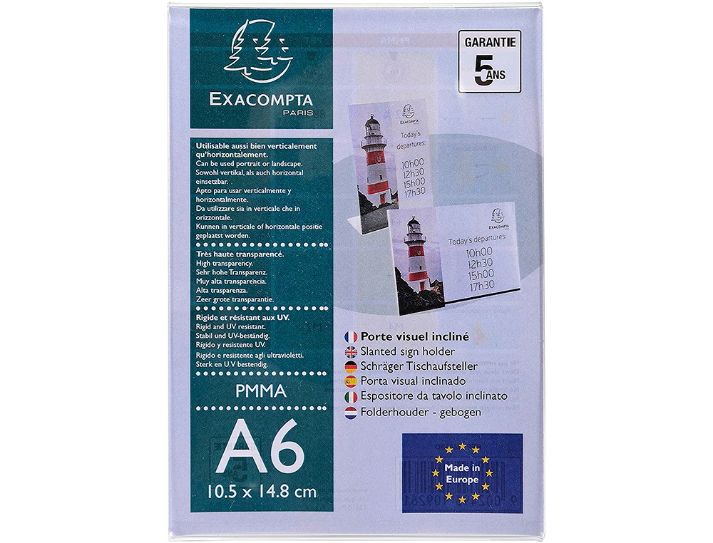 PORTE VISUEL EXACOMMPTA A6 INCLINE VERTICAL OU HORIZONTAL CRISTAL