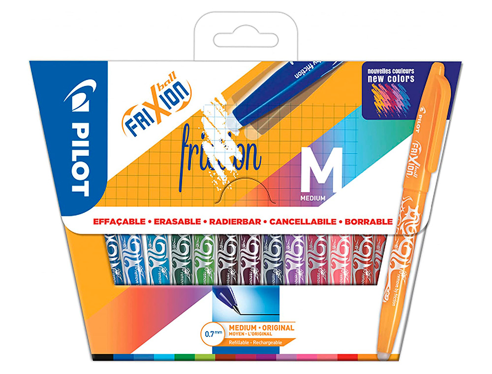 ROLLERS PILOT FRIXION BALL EFFACABLE ENCRE THERMOSENS RECHARGEABLE POINTE MOYENNE ASSORTIES POCHETTE DE 15