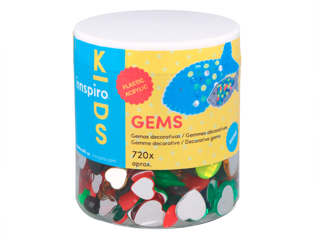 BOCAL DE GEMMES DECORATIVES ACRYLIQUE CERCLE COULEURS ET TAILLES ASSORTIES 720 UNITES APROX