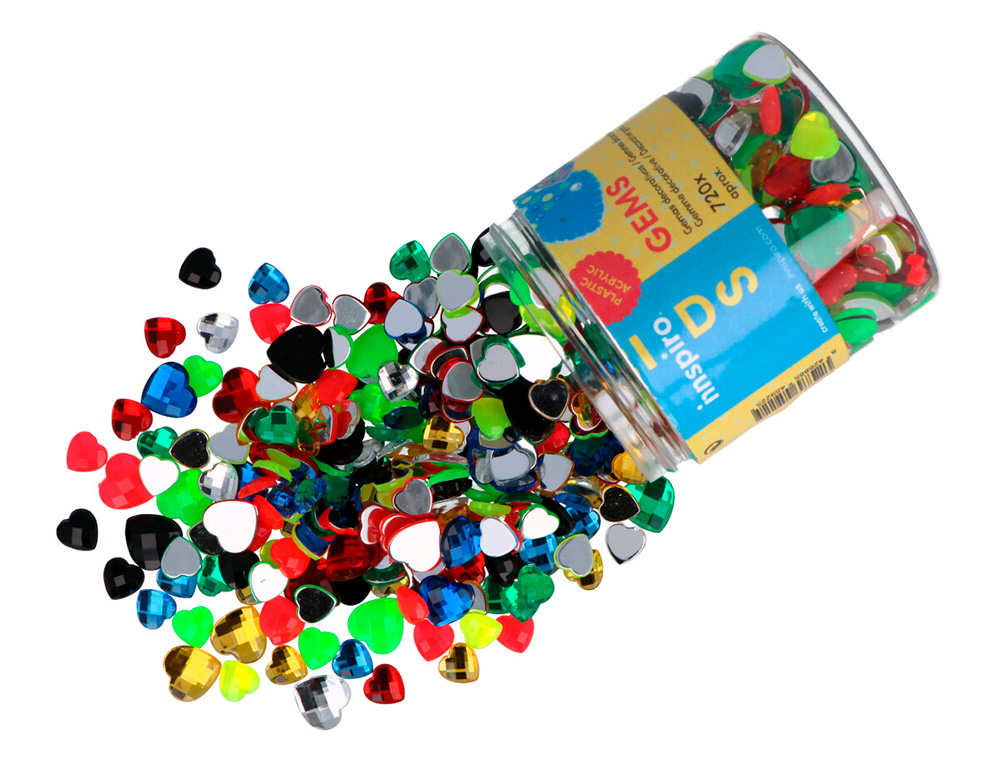 BOCAL DE GEMMES DECORATIVES ACRYLIQUE CERCLE COULEURS ET TAILLES ASSORTIES 720 UNITES APROX