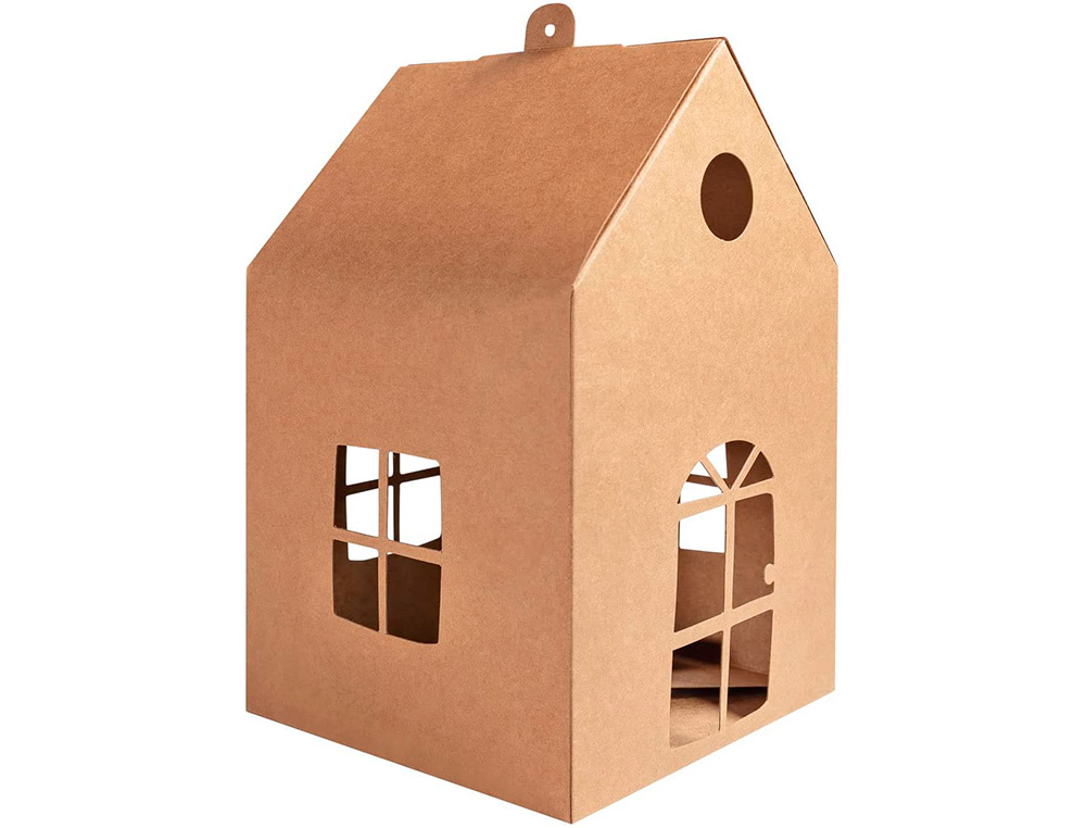 PETITE MAISON EN CARTON KRAFT 6 PIECES PRE DECOUPEES TAILLE MAISON ENV. 110X110X190MM