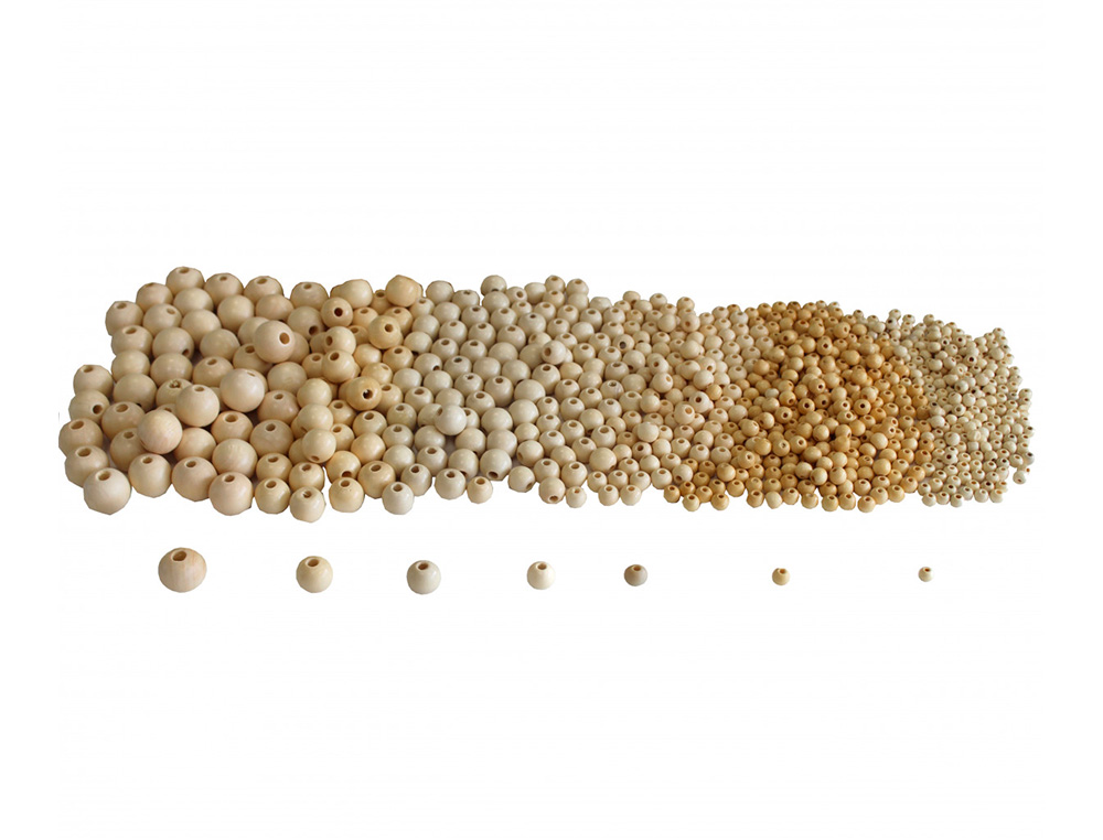 PACK DE PERLES SODERTEX EN BOIS NATUREA - 7 TAILLES -    575 PCS - 580G - 1 COLORIS