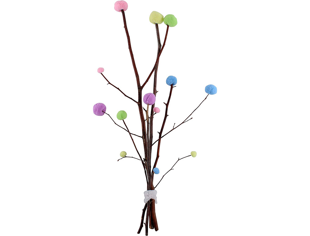 PACK POMPONS SODERTEX PASTEL POLYESTER - 3 TAILLES - 200   PCS - 5 COLORIS