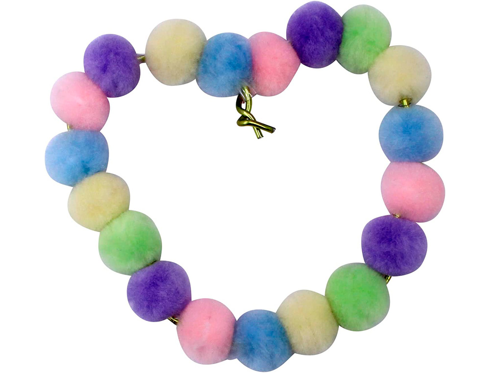 PACK POMPONS SODERTEX ACRYLIQUE   TROU PASTEL - 20  MM - 100 PCS - 5 COLORIS      ASSORTIS
