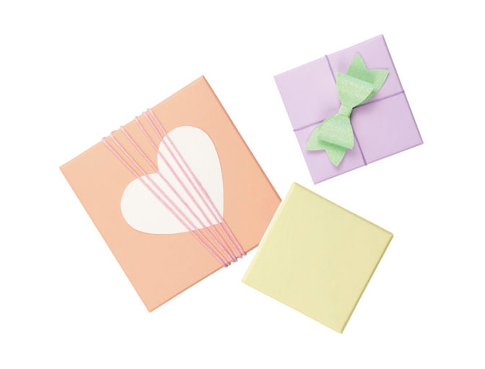 BOITE EN CARTON CARREES 12 PIECES COLORIS PASTEL ASSORTIS