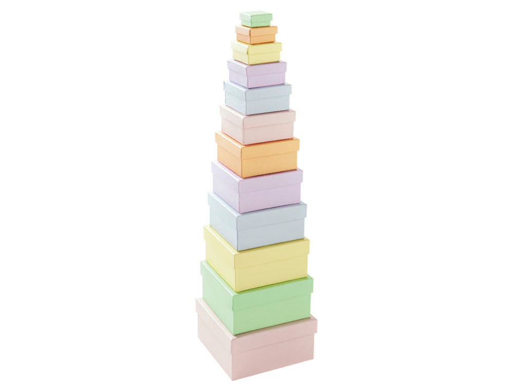 BOITE EN CARTON CARREES 12 PIECES COLORIS PASTEL ASSORTIS