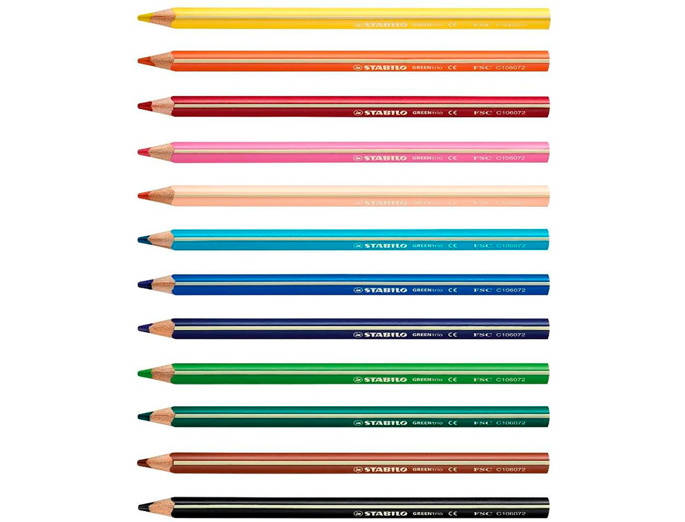 ETUI CARTON DE 12 CRAYONS DE COULEUR STABILO GREEN TRIO