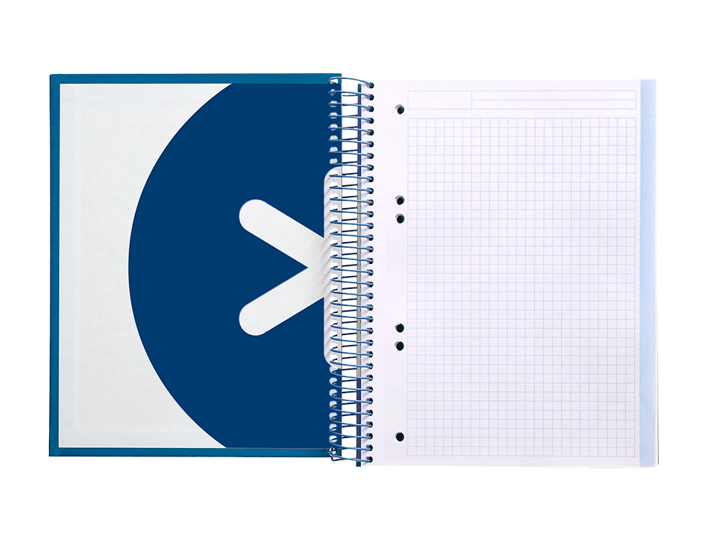 CAHIER SPIRALE ANTARTIK A5 14,8X21CM 240P 90G/M2 5X5MM 6 TROUS COIL-LOCK COLORIS BLEU MARINE