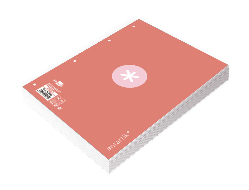FEUILLET MOBILE ANTARTIK A4 80FEUILLES 100G QUADRILLAGE 5MM 4 TROUS BORD COLORIS ROSE