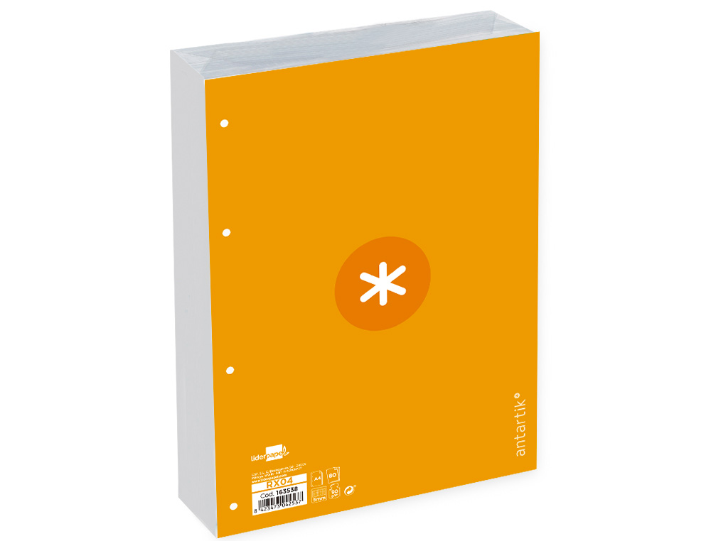 FEUILLET MOBILE ANTARTIK A4 80FEUILLES 90G QUADRILLAGE 5MM  4 TROUS BORD COLORIS JAUNE