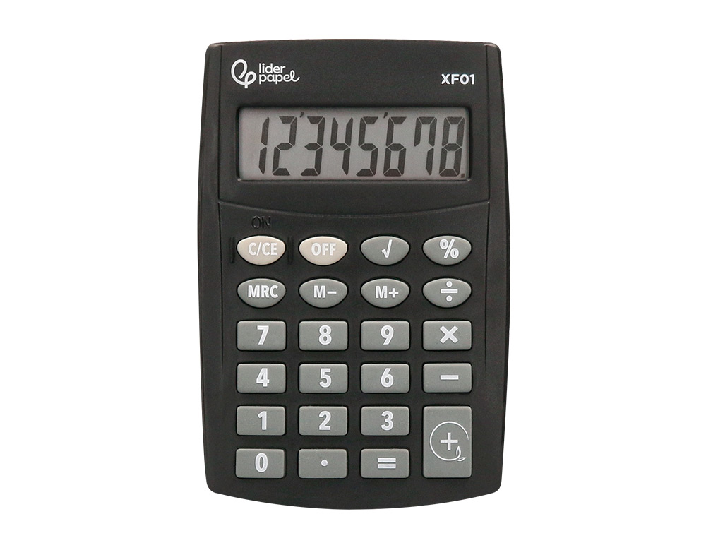 CALCULATRICE DE POCHE LIDERPAPEL XF01 8 CHIFFRES AVEC PILE 99X64X9 MM COLORIS NOIR