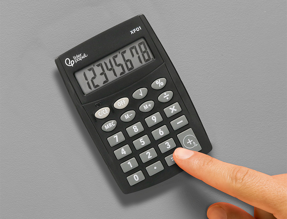 CALCULATRICE DE POCHE LIDERPAPEL XF01 8 CHIFFRES AVEC PILE 99X64X9 MM COLORIS NOIR