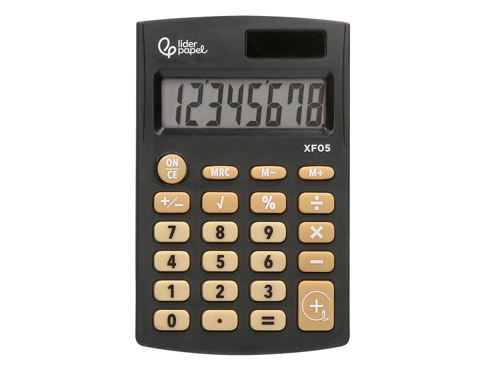 CALCULATRICE DE POCHE XF05 8 CHIFFRES SOLAIRE ET PILES 98X62X8 MM COLORIS NOIR