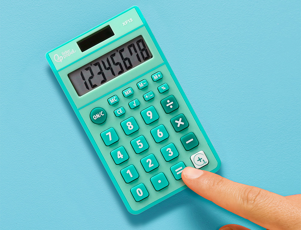 CALCULATRICE DE POCHE LIDERPAPEL XF13 8 CHIFFRES SOLAIRE ET PILES 115X65X8 MM COLORIS VERT