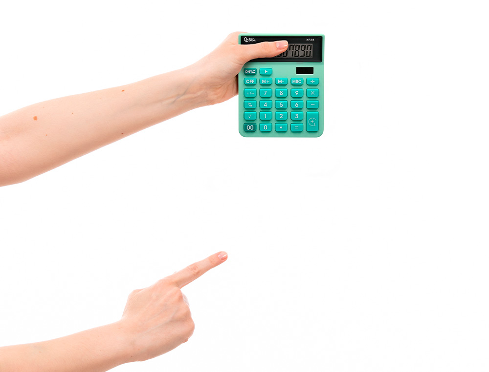 CALCULATRICE DE BUREAU LIDERPAPEL XF24 10 CHIFFRES   SOLAIRE ET PILES 127X105X24   MM COLORIS VERT
