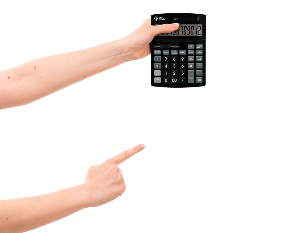 CALCULATRICE DE BUREAU LIDERPAPEL XF29 12 CHIFFRES TAXES SOLAIRE ET PILES COLORIS NOIR 190X140X30 MM