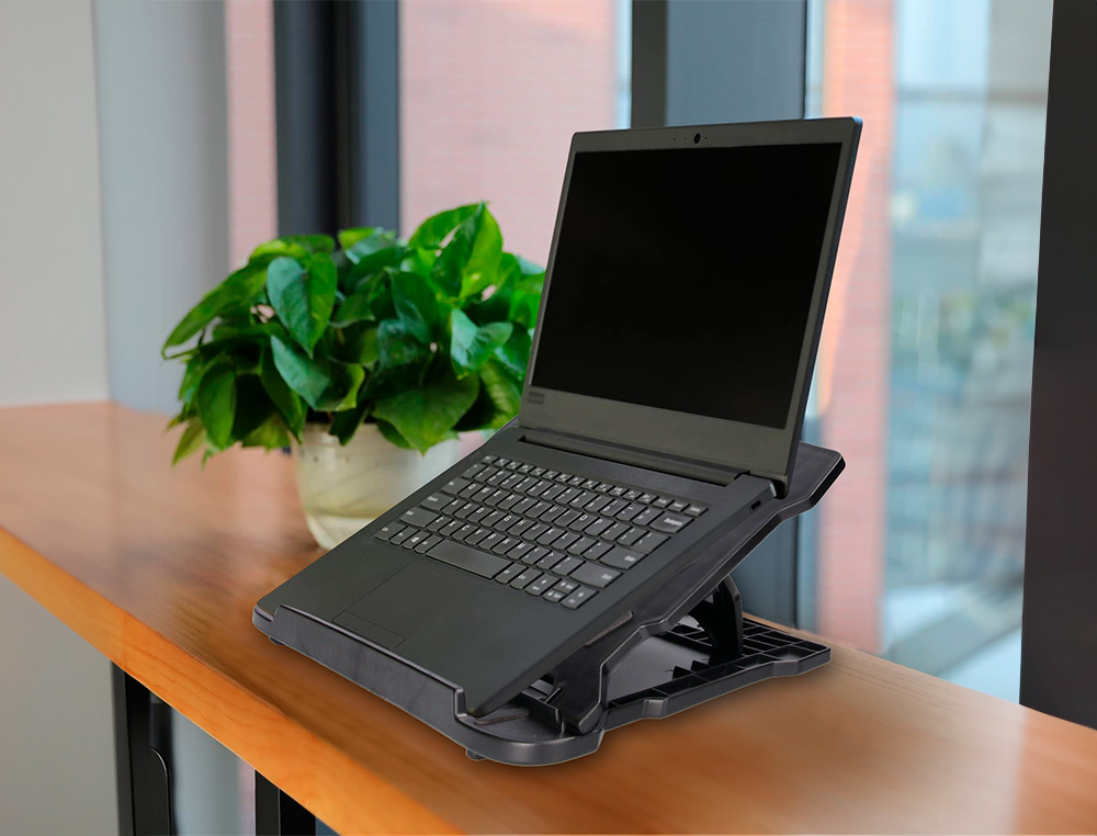 SUPPORT Q-CONNECT ORDINATEUR PORTABLE 7 REGLAGES EN HAUTEUR COLORIS NOIR
