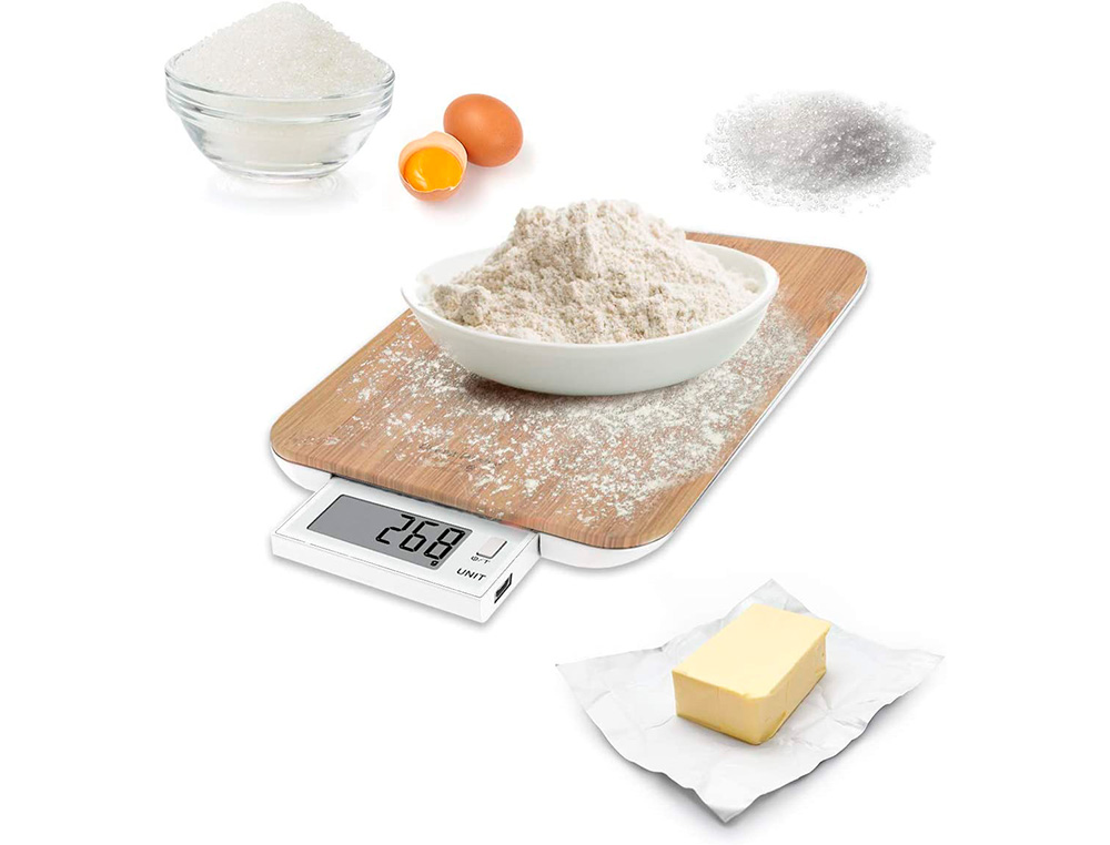 BALANCE 10KG/1G SLIDE BAMBOU AVEC BATTERIE RECHARGEABLE ET REMPLAABLE