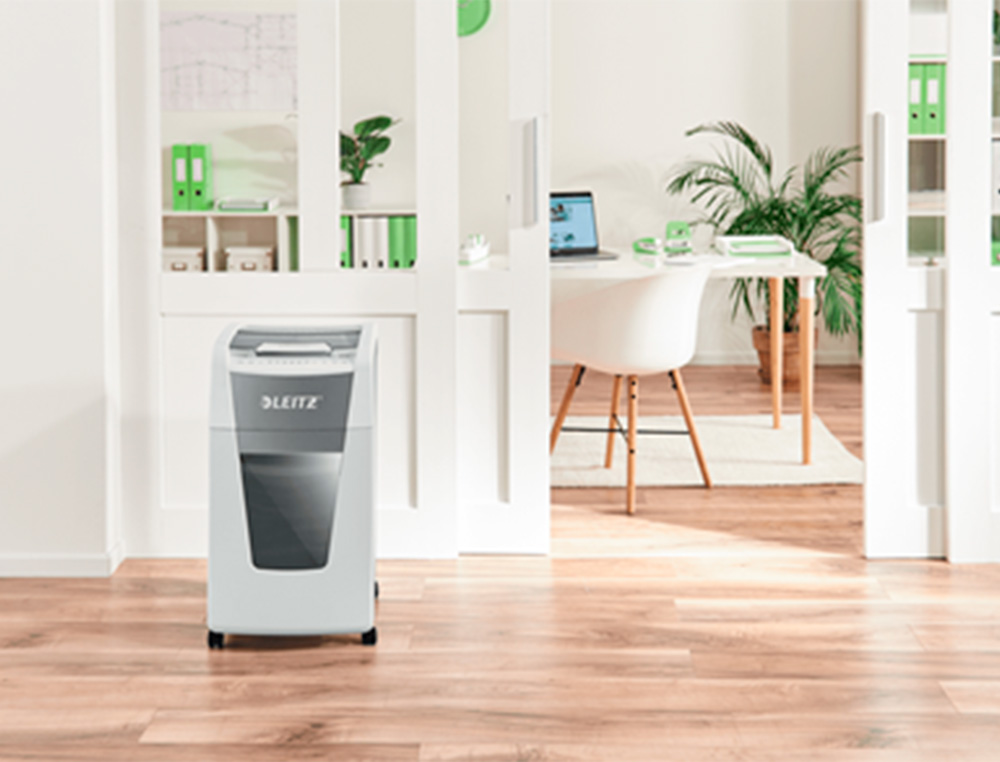 DESTRUCTEUR DE DOCUMENTS LEITZ IQ AUTO+ OFFICE COUPE CROISEE 300F CORBEILLE DE 60L