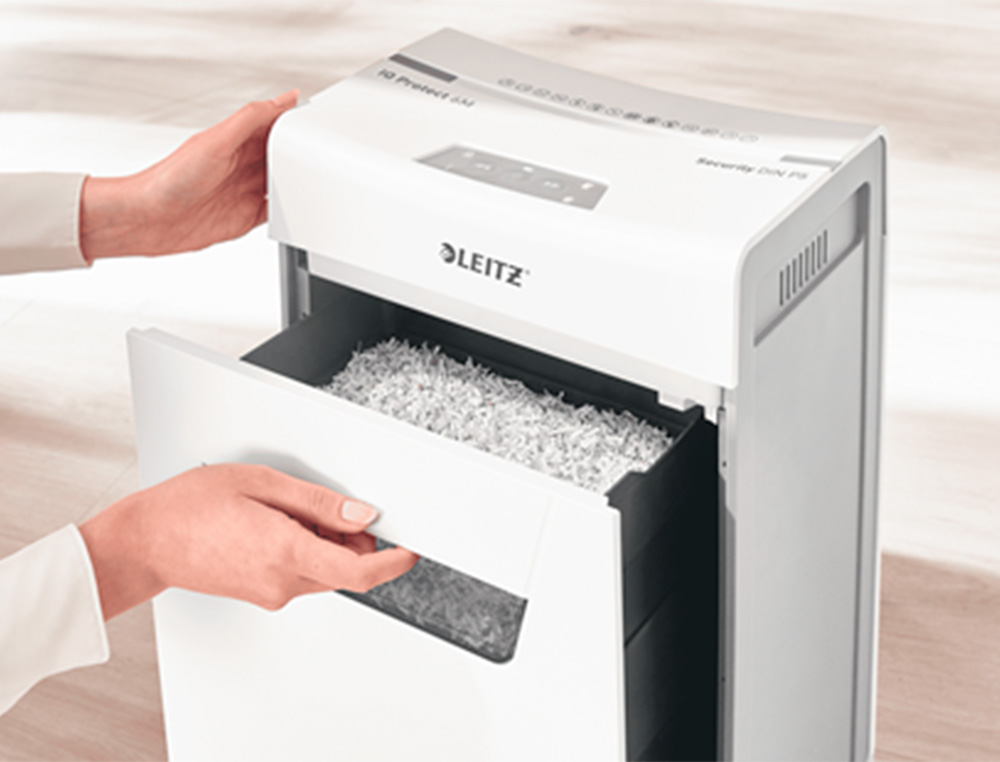 DESTRUCTEUR DE DOCUMENTS LEITZ IQ PROTECT 6 P5 COUPE   MICRO 6F CORBEILLE DE 10L