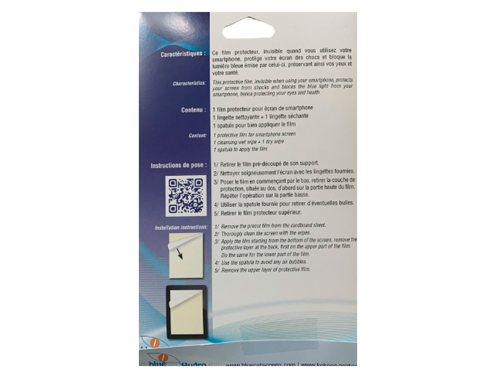 PAQUET DE 10 ETUIS PROTEGE HYDROGEL ANTI CHOC, ANTI      LUMIERE BLEUE +PACK D'INSTALL