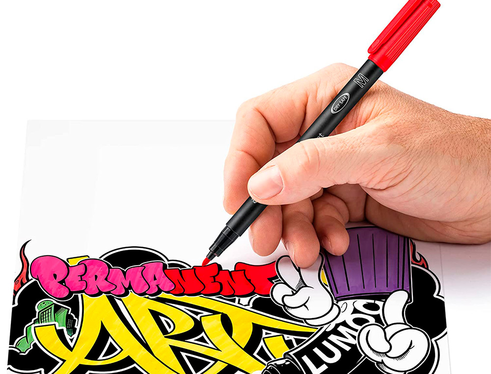 MARQUEUR STAEDTLER PERMANENT DRY SAFE LUMOCOLOR  317       POINTE MOYENNE 1MM COLORIS    ASSROTIS ETUI DE 14 FEUTRES