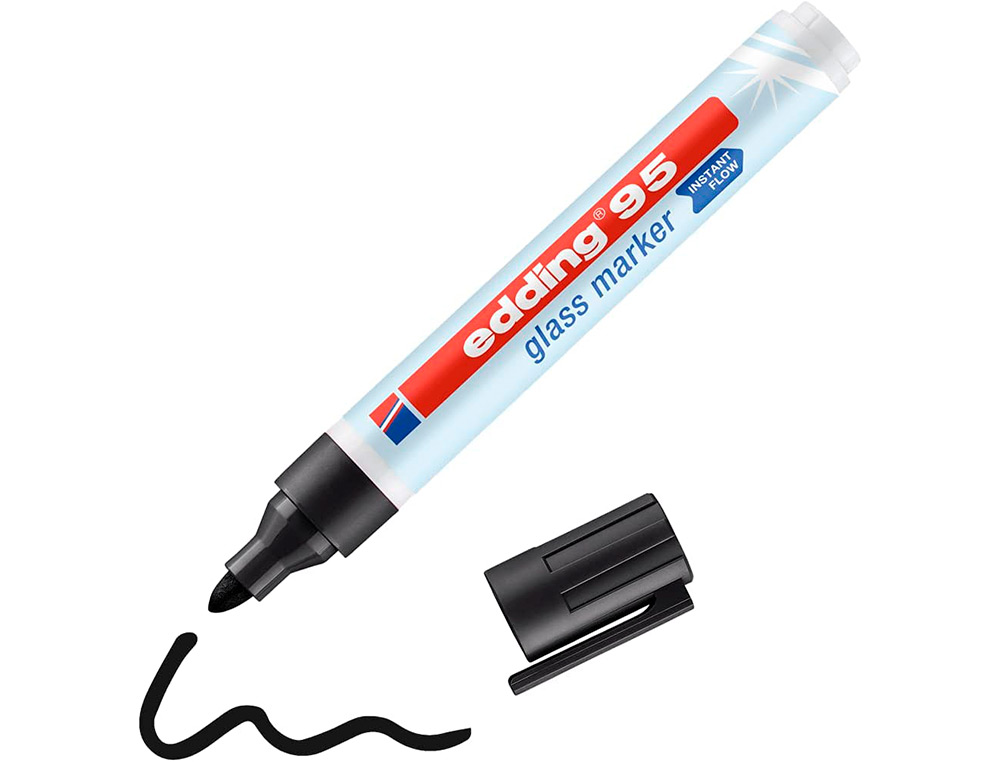 MARQUEUR EDDING 95 POUR VERRE POINTE RONDE TRACE 1,5 A 3MM COLORIS NOIR