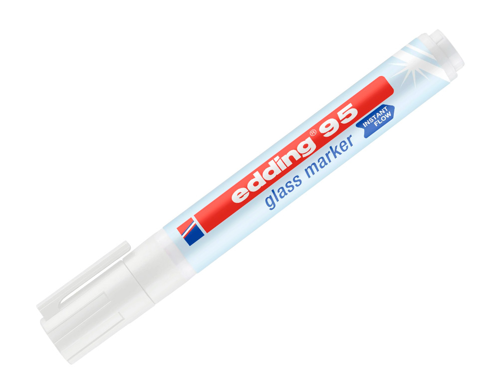 MARQUEUR EDDING 95 POUR VERRE POINTE RONDE TRACE 1,5 A 3MM COLORIS BLANC