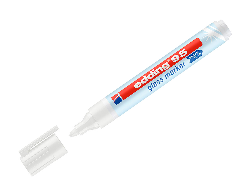MARQUEUR EDDING 95 POUR VERRE POINTE RONDE TRACE 1,5 A 3MM COLORIS BLANC