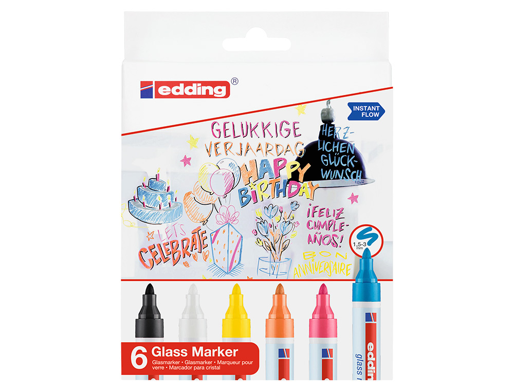 MARQUEUR EDDING 95 POUR VERRE POINTE RONDE TRACE 1,5 A 3MM  COLORIS ASSORTIS