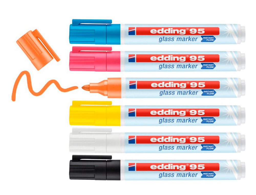 MARQUEUR EDDING 95 POUR VERRE POINTE RONDE TRACE 1,5 A 3MM  COLORIS ASSORTIS