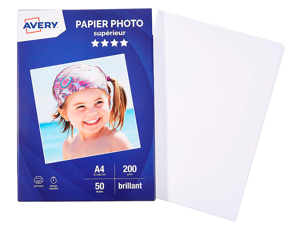 PAPIER PHOTO AVERY BRILLANT 200G 10X15 PAQUET DE 60       FEUILLES