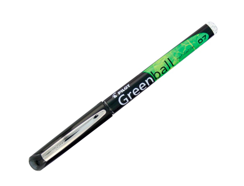 GREENBALL ROLLER ENCRE LIQUIDE 10 STYLOS + 10        RECHARGES POINTE MOYENNE NOIR