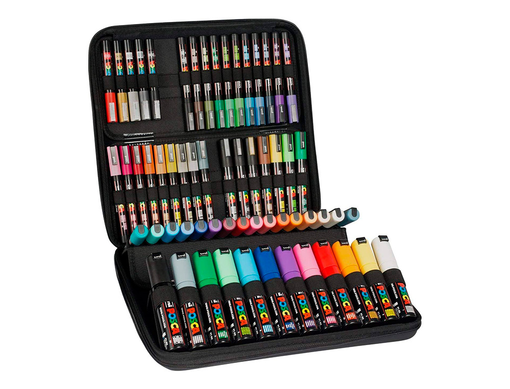 MALLETTE PEINTURE POSCA MARQUEUR ENCRE INODORE COUVRANTE 60 COLORIS ASSORTIS