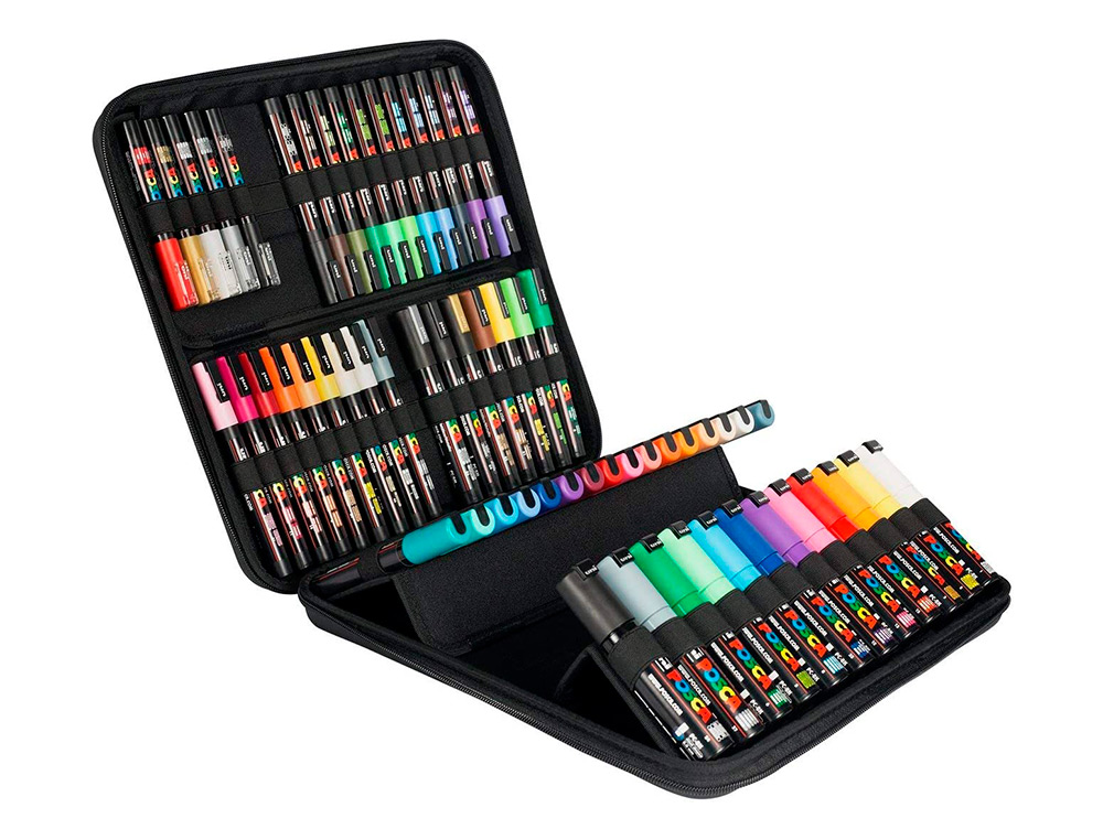 MALLETTE PEINTURE POSCA MARQUEUR ENCRE INODORE COUVRANTE 60 COLORIS ASSORTIS