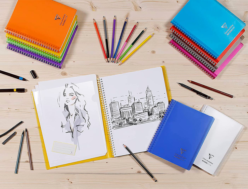 CARNET DE DESSIN KOVERBOOK A5 2 RABATS   POCHETTE COULEURS  ASSORTIES 14,8X21 CM BLANC    125 G 100 PAGES