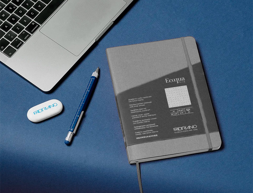 CARNET EQ PLUS FABRIANO A5 LIGN E GRIS ANTHRACITE 90G    80F