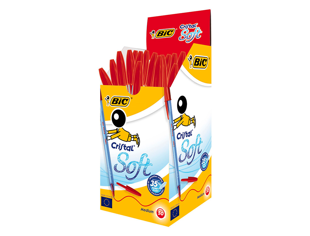 STYLO-BILLE BIC CRISTAL SOFT POINTE MOYENNE 1,2MM ROUGE