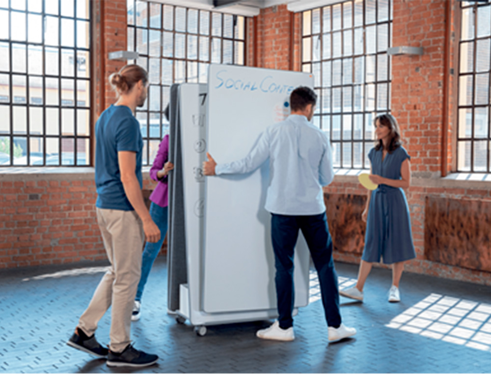 TABLEAU PORTABLE ESSELTE MAGNETIQUE DOUBLE FACE MOVE & MEET BLANC TOUR ORANGE 1800X900MM