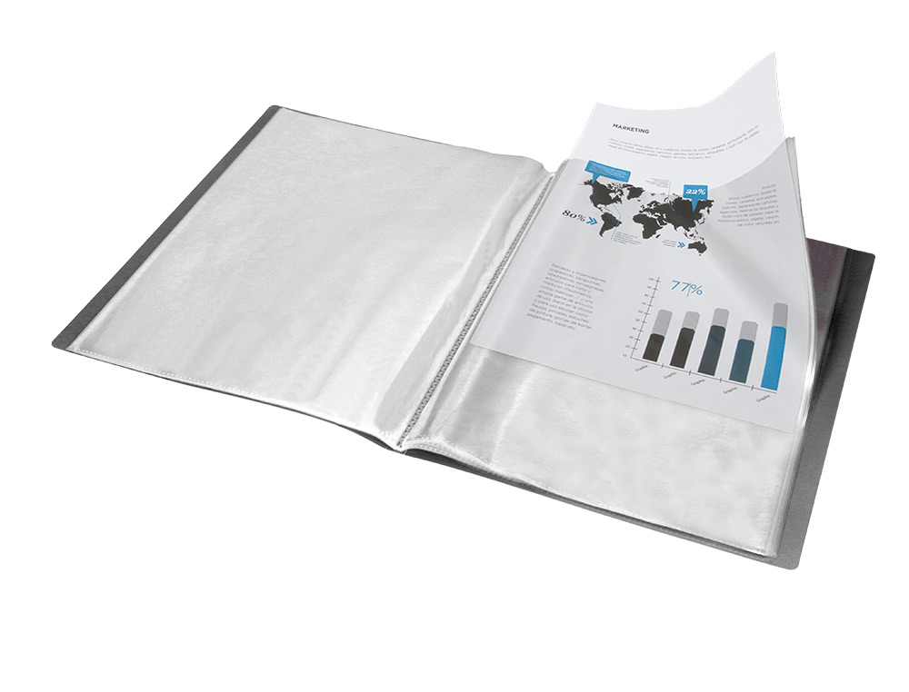 PROTEGE-DOCUMENTS LIDERPAPEL POLYPROPYLENE COUVERTURE      FLEXIBLE 40 POCHETTES FIXES   A3 COLORIS NOIR OPAQUE