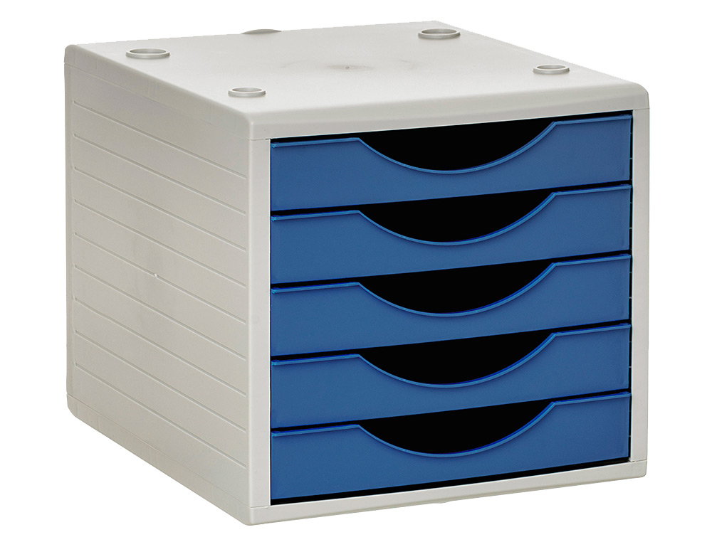 MODULE DE CLASSMENT Q-CONNECT 5 TIROIRS COLORIS BLEU OPAQUE 270X340X260 MM