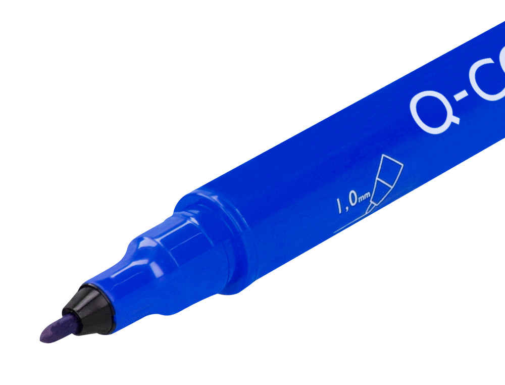 MARQUEUR PERMANENT Q-CONNECT POINTE DOUBLE 1MM ET 0,4 MM COLORIS BLEU