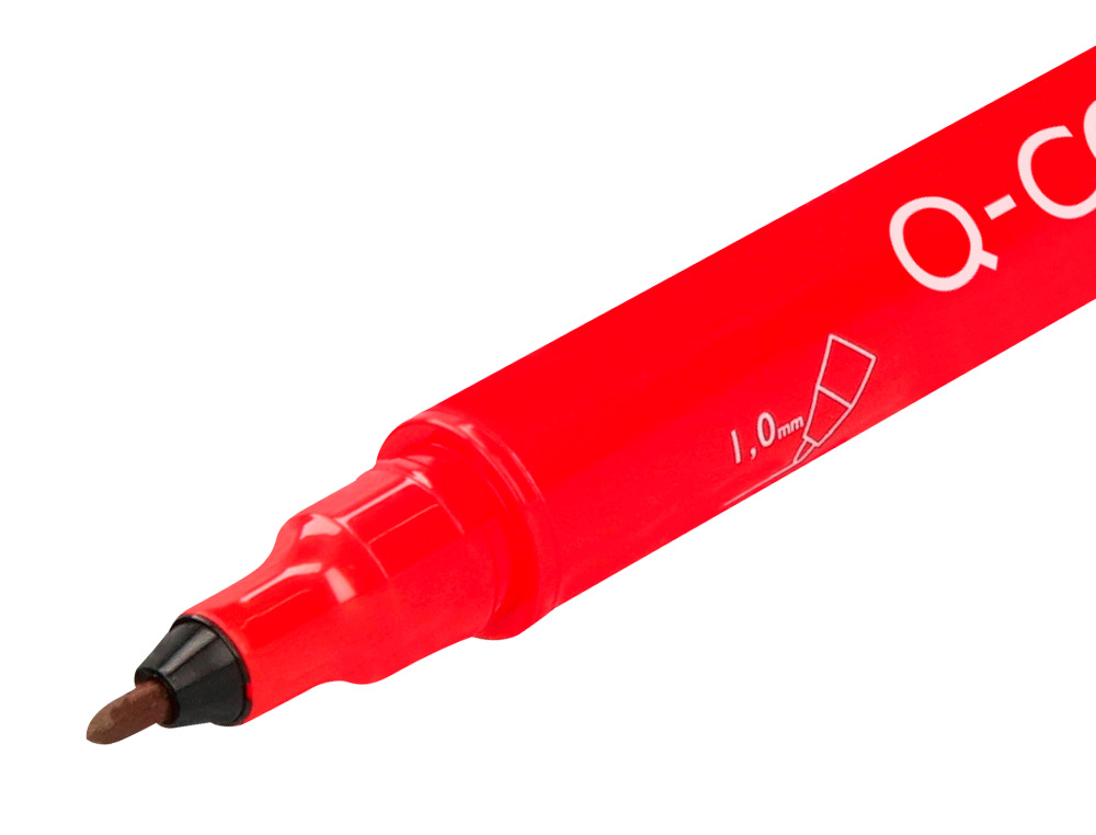MARQUEUR PERMANENT Q-CONNECT POINTE DOUBLE 1MM ET 0,4 MM COLORIS ROUGE