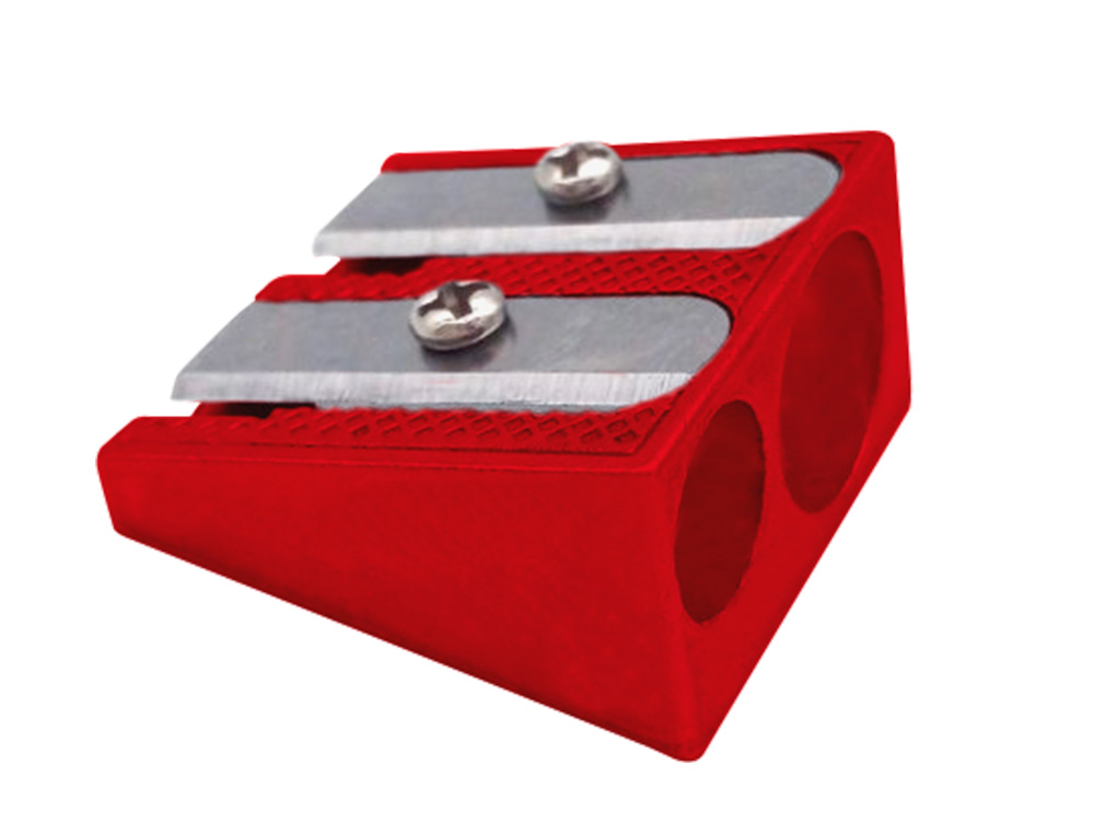TAILLE-CRAYON LIDERPAPEL METALLIQUE 2 USAGES COLORIS ROUGE