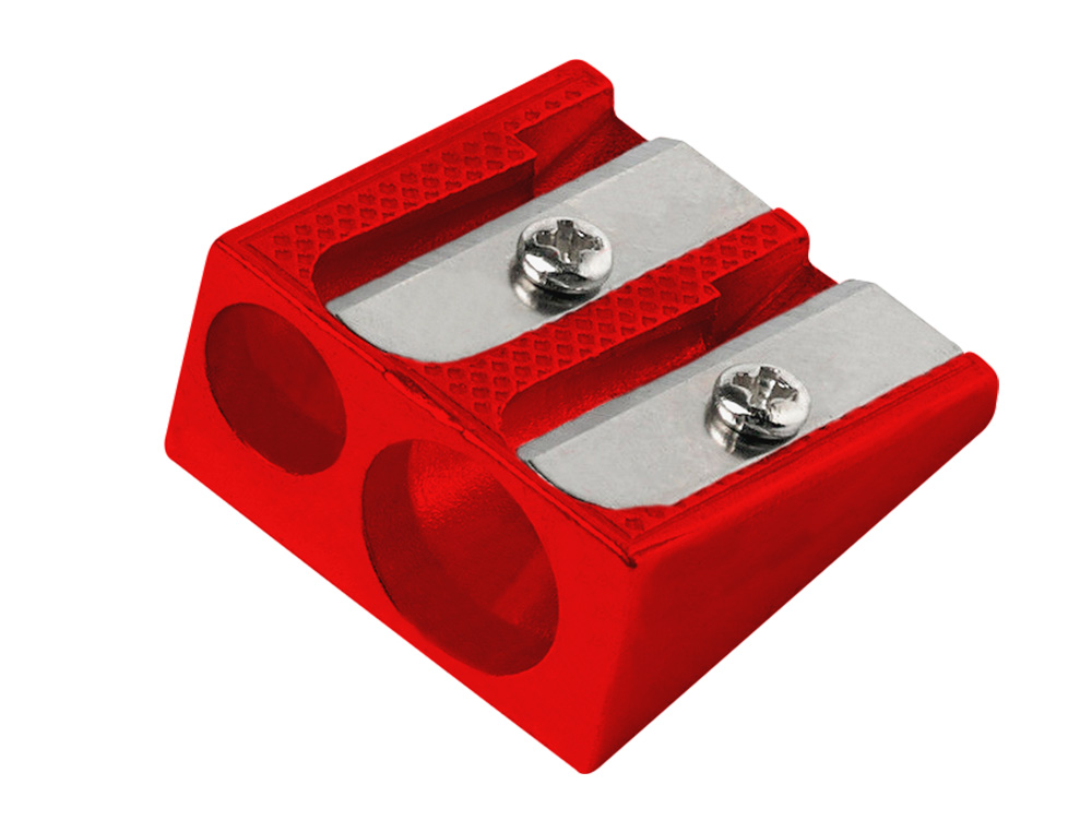 TAILLE-CRAYON LIDERPAPEL METALLIQUE 2 USAGES COLORIS ROUGE