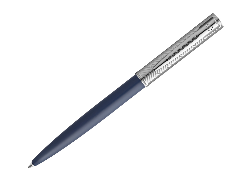 STYLO-BILLE WATERMAN ALLURE DELUXE POINTE MOYENNE BOUCHON CHROME  CORPS ET ENCRE BLEU   COFFRET CADEAU