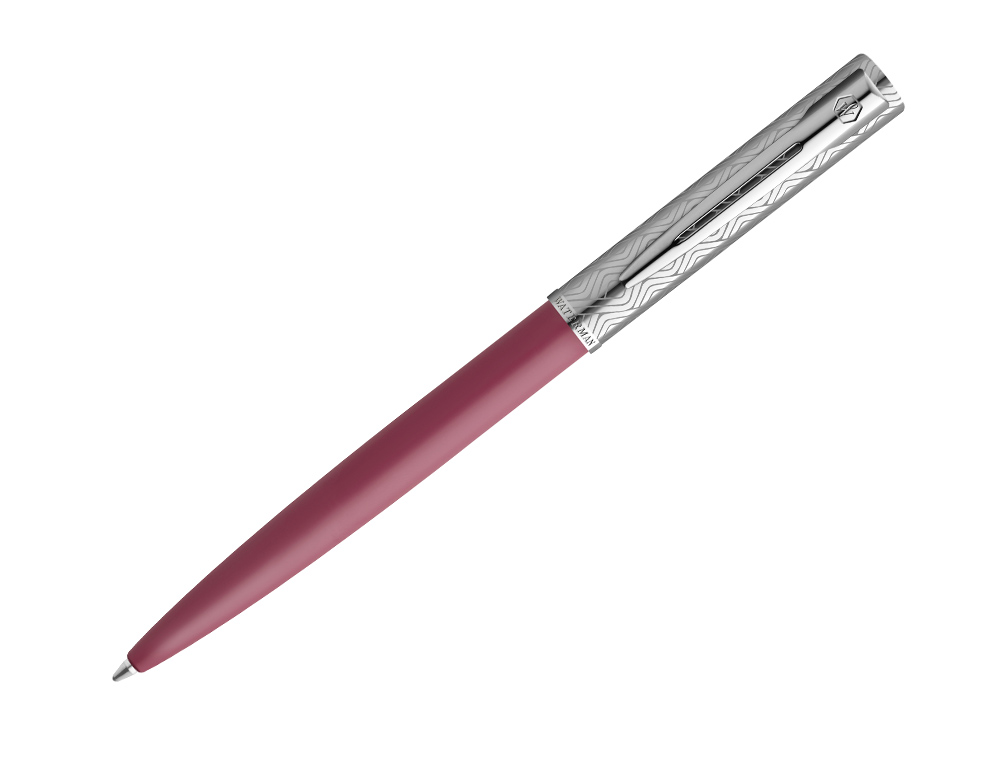 STYLO-BILLE WATERMAN ALLURE DELUXE POINTE MOYENNE BOUCHON CHROME  CORPS ROSE ENCRE BLEU COFFRET CADEAU