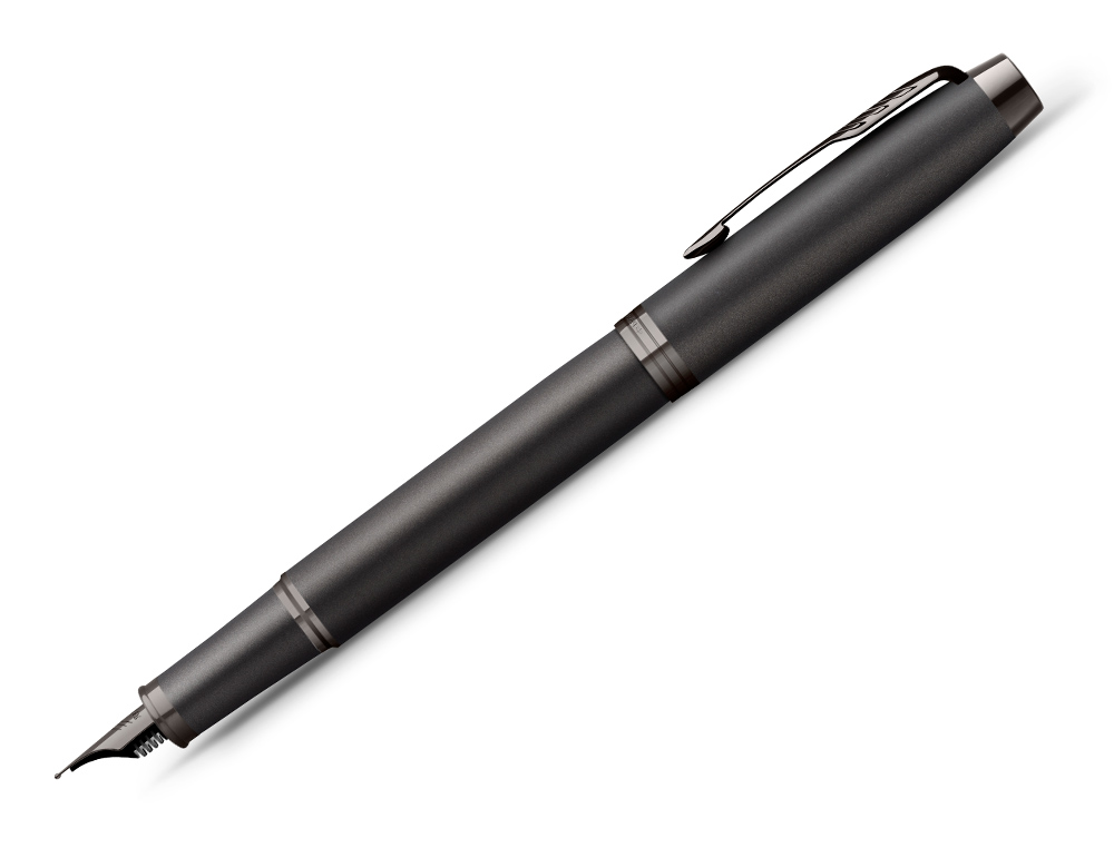 STYLO-PLUME  PARKER IM MONOCHROME NOIR POINTE        MOYENNE ENCRE BLEU ETUI       CADEAU