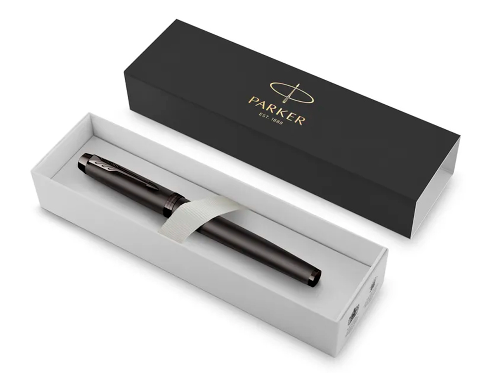 STYLO-PLUME  PARKER IM MONOCHROME NOIR POINTE        MOYENNE ENCRE BLEU ETUI       CADEAU