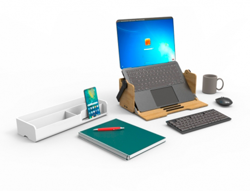 STATION DE TRAVAIL ERGOBOX 1 MODULE RANGEMENT / 1 MODULE   ERGONIMIQUE L410XL150XH275MM  BLANC ET BOIS